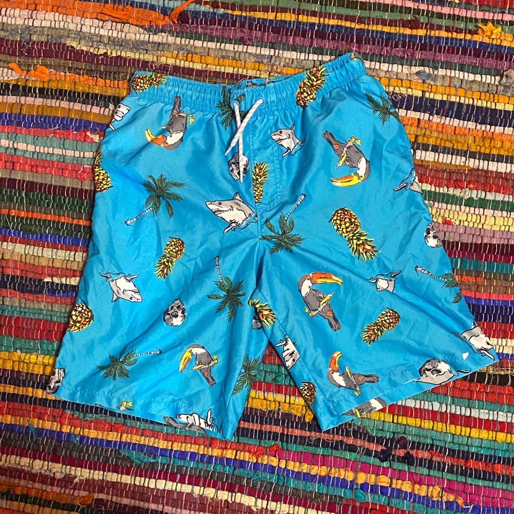 Wonder Nation Blue Tropical Swim Shorts